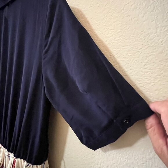 ModCloth Adored Duet Pleated Floral Short Sleeve Collared A Line Dress SZ M - Picture 9 of 10